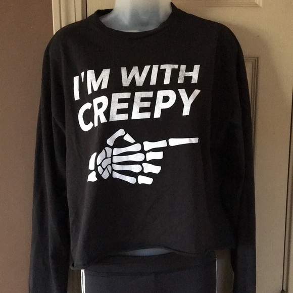 Freeze Tops - Freeze Novelty Long Sleeve Crop T-shirt EUC